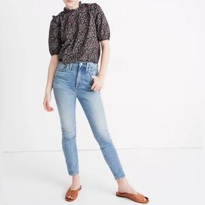 Madewell Puff-Sleeve Ruffle Top in Fieldwalk Floral